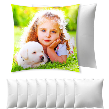 Beclumas10 Pack 15.7"x15.7" Sublimation Blanks Pillow Cases, Cushion Covers Blanks, Pillow Covers for Heat Transfer, DIY Custom Picture Pillow Covers with Invisible Zip (White) Beclumas