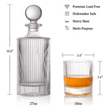 Whiskey Decanter Set with Gift Box - Includes 2 Crystal Bourbon Glasses and 2 Big Ice Ball Molds - Whiskey Glasses Set for Scotch, Cocktails, Rum, Cognac, Vodka - Unique Gift for Men LORSIA