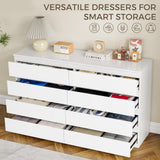 OtterOasis White Wood Dresser for Bedroom, 8 Drawer Dressers for Clothes Storage, Modern Dresser with Wide Drawers, Wide Wooden Chest Drawers for Living Room, Entryway, TV Stand(55" W x15.4 Dx32.3 H) OtterOasis