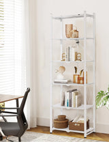 ALANNG 70.7-Inch Folding 6-Tier Metal Bookshelf - Versatile Heavy-Duty Bookcase (White, 2-Pack) ALANNG
