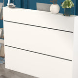 ECACAD Reception Desk with Counter, Office Desk with Modern Pattern, Retail Checkout Counter Table for Clinic Lobby Salon Office, White ECACAD