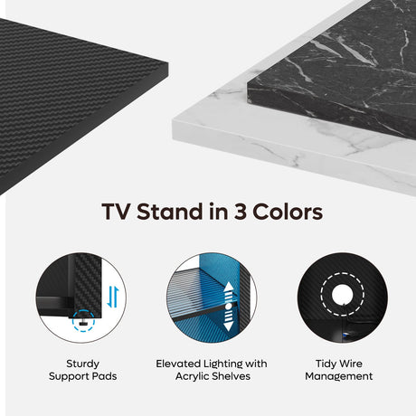 Bestier LED Tall TV Stand, Entertainment Center for 55/60/65 inch TV, Gaming TV Console with Storage for PS5, Adjustable Shelf Modern High TV Cabinet for Living Room Bedroom, Carbon Fiber Black Bestier