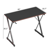 CubiCubi Gaming Desk 40 Inch PC Computer Desk, Carbon Fiber Home Office Desk Table Gamer Workstation, Simple Game Table with Headphone Hook, Dark Black CubiCubi