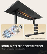 OffiGo Electric Standing Desk with 3-Piece Board, 79 Inch Height Adjustable Large Desk with Power Outlets, Sit Stand Table, Writing Computer Desk for Home, Office, Workstation, Black OffiGo