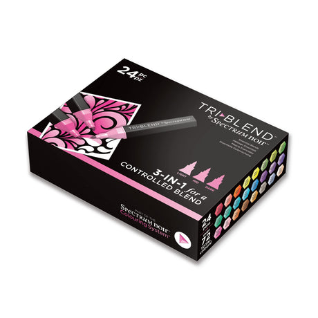 Spectrum Noir Triblend-Blendable Alcohol Marker Pens-Essential Blends-Set of 24, Multi Spectrum Noir