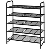 Simple Trending 5-Tier Stackable Shoe Rack, Expandable & Adjustable Shoe Organizer Storage Shelf, Wire Grid, Black Simple Trending