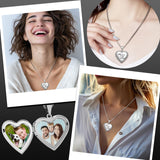 Aurelema 8 Pcs Forever in My Heart Locket Necklace Set Sublimation Pendant Trays Set That Hold Pictures Silver Locket Necklace 2 Bezel Tray 2 Chain 4 Sublimation Discs for Women Mom Gift Aurelema
