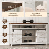 Lifewit Farmhouse TV Stand for up to 65" TV, 33.4" Tall Entertainment Center with Ajustable Shelves, Sliding Barn Door and Open Storage Spaces, TV Console for Living Room, Bedroom， Rustic White Lifewit