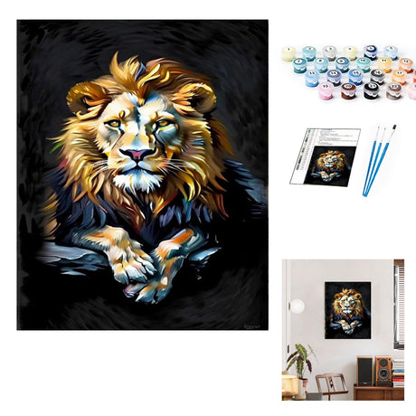 Paint by Numbers Kit for Adults - Majestic Lion Art, DIY Oil Painting Kit for Animal Lovers, Creative Craft for Home Decor & Gift Generic