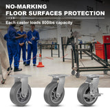 NINOSO 6" Heavy Duty Casters, Swivel Rubber Casters Set of 4 No Noise Plate Caster Wheels, Load Capacity 3200lbs Ninoso