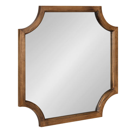 Kate and Laurel Hogan Scalloped Square Mirror; 24 x 24; Rustic Brown; Decorative Modern Farmhouse Wall Mirror for Display with Unique Shape and Large Size Kate and Laurel