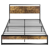 SHA CERLIN Queen Size Bed Frame with Wooden Headboard,Heavy Duty Metal Slats Support Platform,No Box Spring Needed,Rustic Brown SHA CERLIN