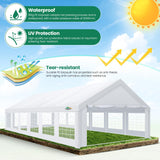 COBIZI 20x40 Party Tent Heavy Duty, Party Tents with 8 Removable Sidewalls & 4 Built-in Sandbags, Commercial Wedding Large Tent UV50+ Waterproof, White COBIZI