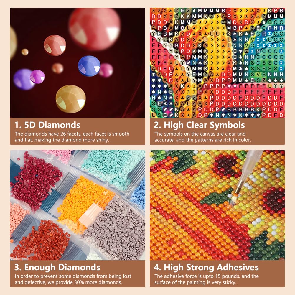 SJUTOUCI Diamond Painting Kits for Adults, Mandala Diamond Art Kits for Beginners, 5D DIY Diamond Bead Art, Full Drill Round Gem Craft Home Decor 12x12 inch SJUTOUCI