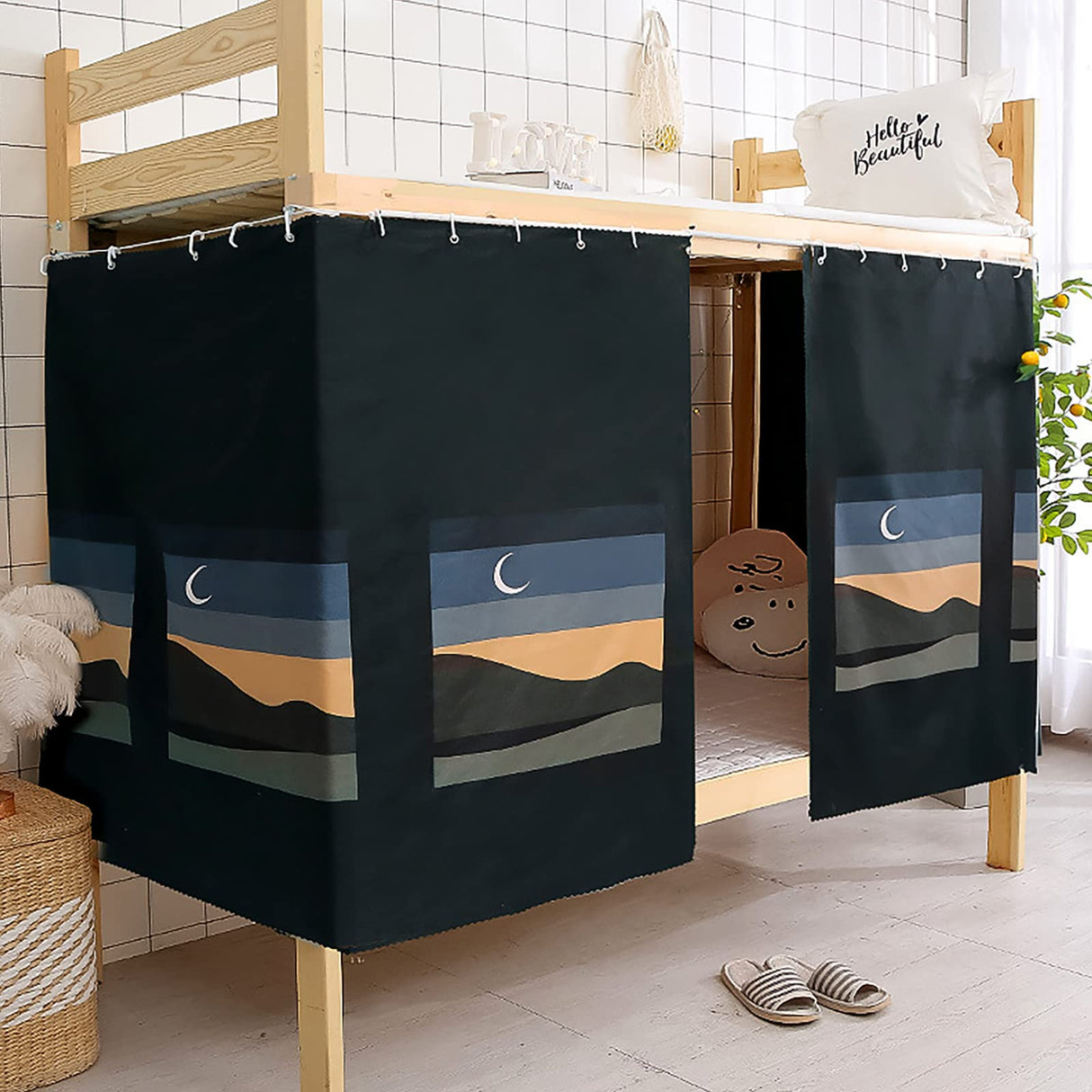 MioCloth Dormitory Room Lightproof Curtain for Dorm Bunk Bed Decorative Roomate Privacy Cover Canopy Photo Background Decoration Backdrop Blackout Curtain MioCloth
