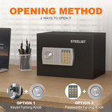 STEELIST 0.8 Cubic Fireproof Waterproof Safe, Security Digital Box with Removable Shelf, Cash Box for Home, Fireproof Safe for Documents, Jewelry, Gun, Valuables, Safety Box, Black STEELIST