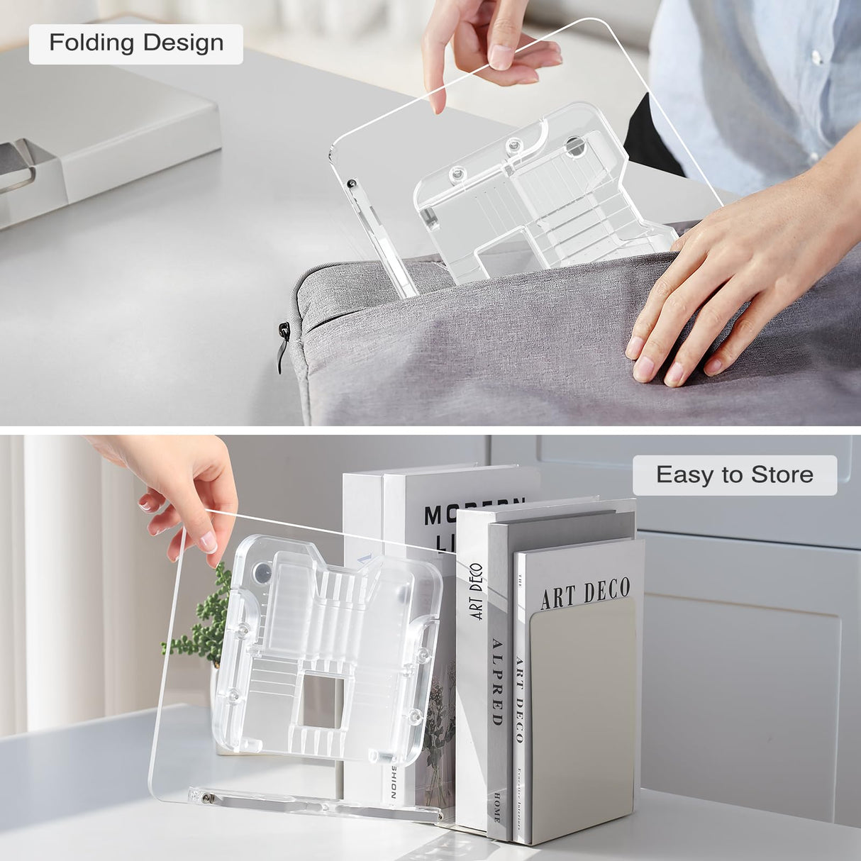 Acrylic Book Stand for Reading, Portable Book Holder for Desk, Angle Adjustable Textbook Stand for Document Recipe, Cookbook, Music Book UPERGO