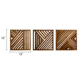 Musanpou Wood Geometric Home Wall Decor Slatted Wood Design Wall Sculpture，Set of 3 Wood Wall Art decorate，Boho Bathroom Bedroom Living Room rustic Home Decoration Musanpou