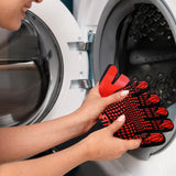 FITFIV BBQ Gloves 1472°F Heat Resistant Gloves, Silicone Non-Slip Kitchen Oven Mitts, Suitable for Grilling, Baking, Cooking, Outdoor Camping (Red) FITFIV