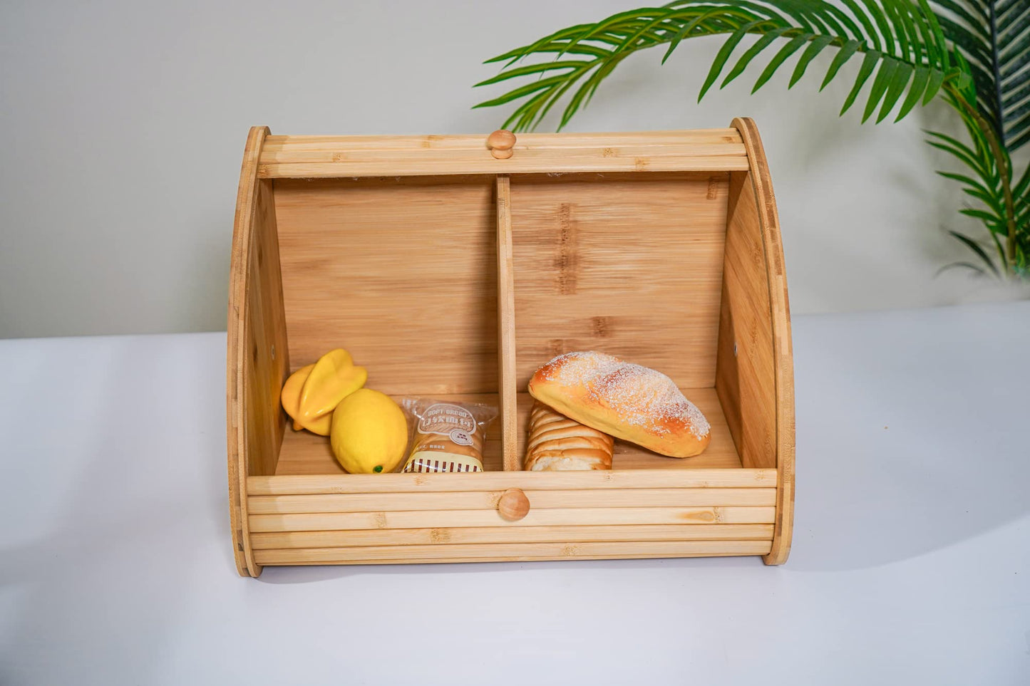 Bamboo Bread Box For Kitchen Countertop TOMKID Farmhouse Corner Bread Box 2 Layer Bread Storage Container, Extra Large Bread Boxes, 15.1 in x 11.8 in x 16.8 in (Assembly required) - WoodArtSupply