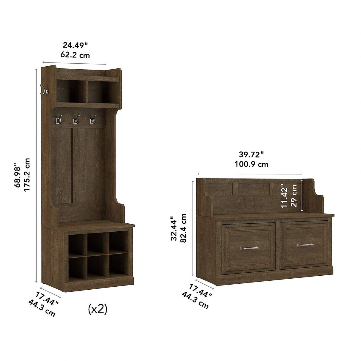 kathy ireland Home by Bush WDL011ABR 69-Inch Entryway Storage Set with 18 Shelves, Ash Brown Bush Business Furniture