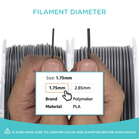 Polymaker PA6-GF Nylon Filament 1.75mm 2kg Grey Glass Fiber Nylon 3D Printing Filament - PolyMide PA6-GF Warp Free 3D Printer Filament POLYMAKER
