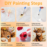 Mandun Paint by Numbers Kit for Kids with Frame, Cow Paint by Numbers for Kids Ages 4-8-12, DIY Cow Acrylic Oil Painting for Home Wall Art Decor Gift 9.8x9.8 inch (with Frame Easel) Mandun