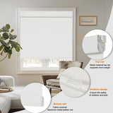 Persilux No Drill No Tools 100% Blackout Roller Shades for Windows,Linen Fabric Cordless Roller Blinds,Custom Blinds for Home,Bedroom,Living Room,White-Blackout,Custom Size Persilux