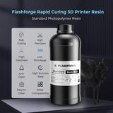 Flashforge 3D Printer Resin 1kg, Fast UV Curing Black Resin 405nm Standard Photopolymer Resin 3D Printer Liquid for LCD/DLP/SLA 3D Printing, High Precision and Low Shrinkage, Low Odor (Black, 1kg) Creator