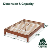 Zinus Wen Deluxe Cherry Wood Platform Bed Frame – No Box Spring Required, Easy Assembly, Queen Size Zinus