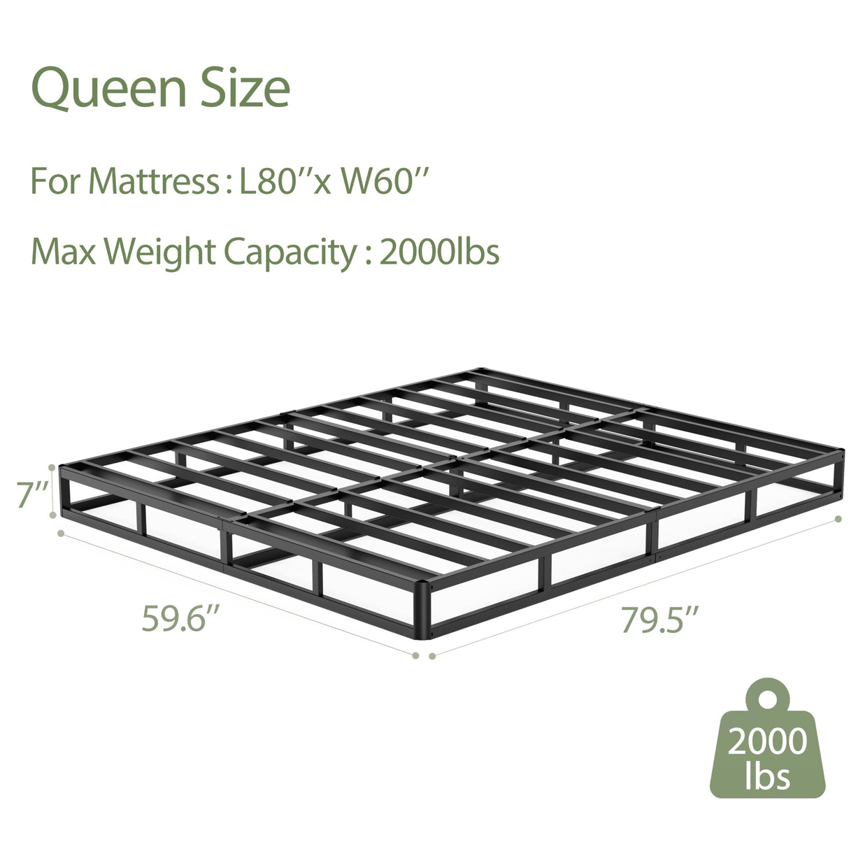 HusDream Queen Box Spring - 7 Inch High Profile, Strong Metal Frame With Fabric Cover, Anti-Noise Mattress Foundation, Easy Install (Queen Size) HusDream