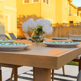 PURPLE LEAF 13 Pieces Patio Dining Set Aluminum Rectangular Table and Wicker Chairs with Cushions for Kitchen Porch Garden Modern Outdoor Furniture Sets, Teak PURPLE LEAF