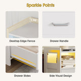 Whalefall 4-Drawer Tall Dresser with Charging Station & LED Lights - Modern Wood Chest of Drawers for Bedroom, Living Room, Hallway, or Entryway, Sturdy Storage Furniture (White) Whalefall