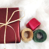 CREATRILL 3 Rolls Red Green Kraft 1/4" by 492 Feet Raffia Ribbon/String, 164 Feet Each Roll, Packing Paper Twine for Christmas CREATRILL