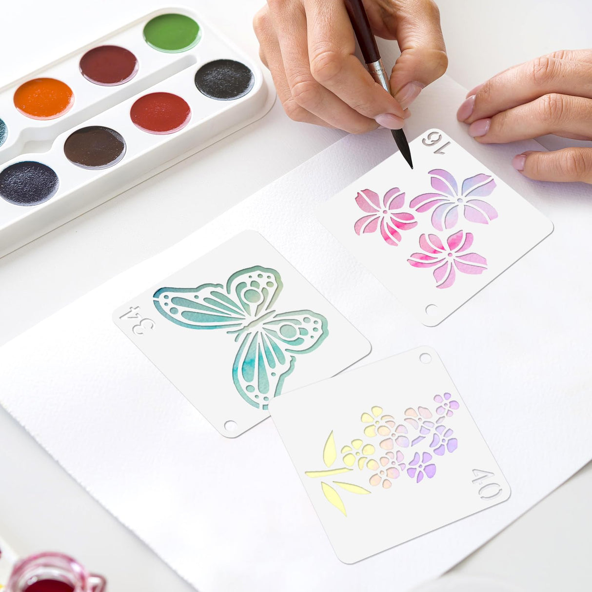 64Pcs Stencils for Painting on Wood, Reusable Stencil Crafts Drawing Templates, 3 Inch Stencil for Craft Ornament, Wall Paper Stencil Set for DIY Art Rock Wall Canvas Scrapbook Home Decor Pinsit