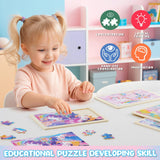 WERNNSAI Unicorn Wooden Jigsaw Puzzles - 4 Pack of 24 Piece Unicorn Princess Wooden Puzzles Preschool Educational Brain Teaser Boards Toddlers Toys Gifts for 3 4 5 6 Year Old Kids Birthday Toys Gifts WERNNSAI