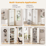 Teekyooly 70" Tall Storage Pantry Cabinet, Bathroom Floor Organizer Storage Cabinet with 2 Doors and 6 Adjustable Shelves, Standing Utility Cabinet for Dining Room, Food Storage and Kitchen, White Teekyooly