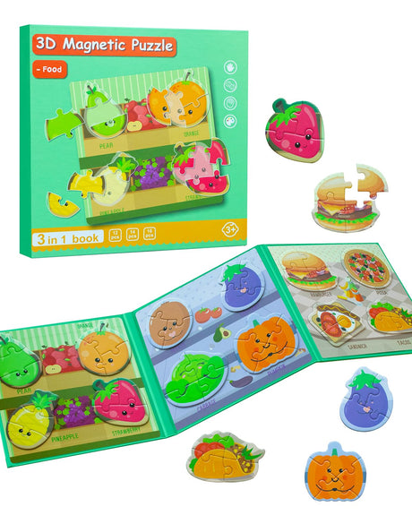 Magnetic Puzzles for Toddlers 2-4, Travel Puzzles Games for Kids Ages 1-3, Activities Toy Jigsaw Puzzles Book for Boys & Girls 1 2 3 4 5, Learning Magnet Present for Road Trip Unistylar