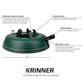 Krinner Christmas Tree Genie XL - Green Tree Stand - Original Single Cable Operation, Holds up to 10 ft Live Trees - Foot Pedal Setup & Water Reservoir with Level Indicator - German Made Krinner