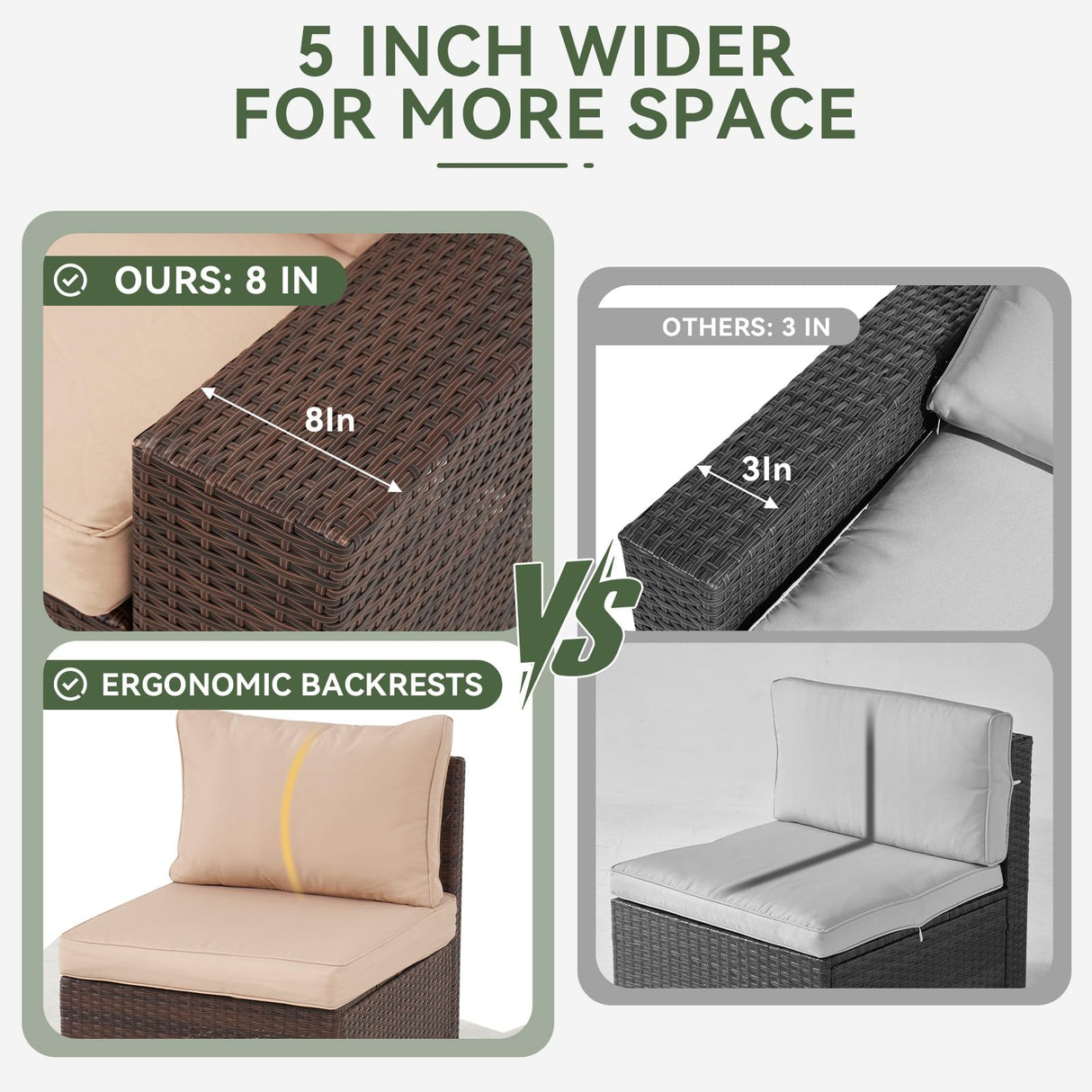 Aoxun Outdoor Patio Furniture Set with 44'' Fire Pit Table, 7 Pcs Outdoor Patio Furniture Sets with 4in Thicken Cushion, Widen Armrests Wicker Outdoor Sectional for Backyard (Waterproof Cover Include) Aoxun