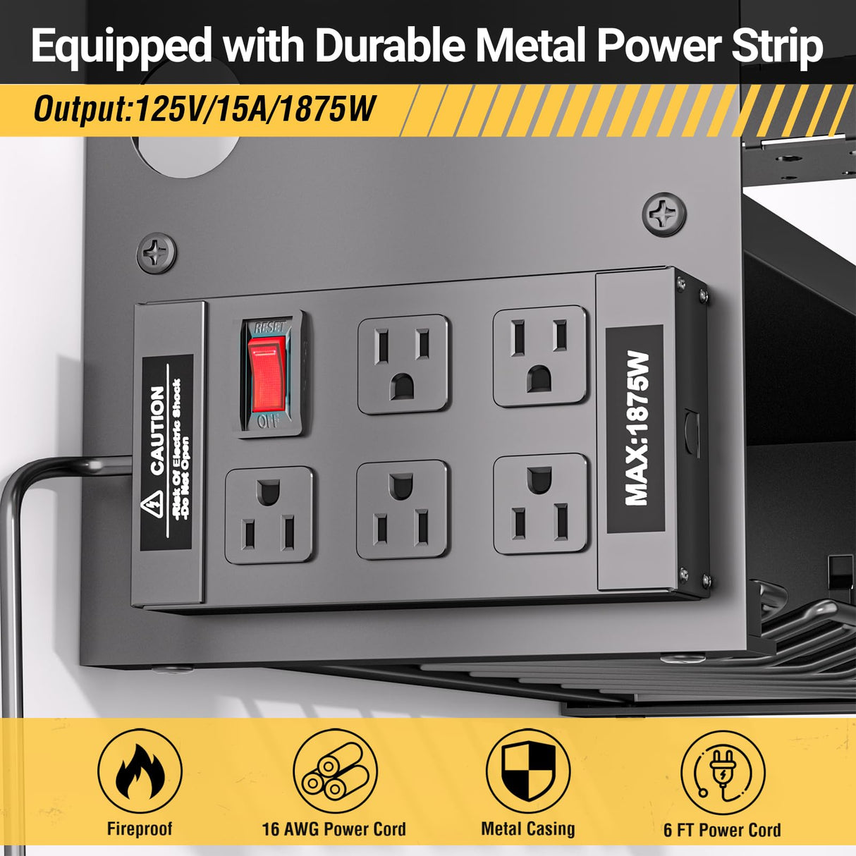 YYR Power Tool Organizer Wall Mount with Charging Station, Cordless Tools Hanger and Battery Storage Rack for Garage Organization, Heavy Duty Drill Holder Shelf Build in Metal Power Strip - Black YYR