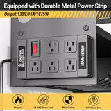 YYR Power Tool Organizer Wall Mount with Charging Station, Cordless Tools Hanger and Battery Storage Rack for Garage Organization, Heavy Duty Drill Holder Shelf Build in Metal Power Strip - Black YYR