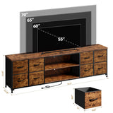 EnHomee 62.3" W Dresser for Bedroom,75" TV Stand Dresser with Charging Station and LED Lights,Entertainment Center with 8 Drawers Dresser,Long Fabric Dresser for Bedroom,Entry Way,Rustic Brown EnHomee