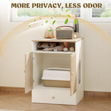 Cat Litter Box Enclosure Furniture Hidden - Indoor 3-in-1 Wooden Cat House & Washroom Cabinet with Scratching Board Doors, Shelf and Feeder Bowls, 23.6”x17.7”x32.7”H Faceket