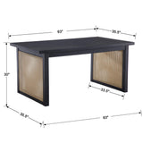 chairus Dining Table Black Wood, Rattan Legs - 20843 chairus