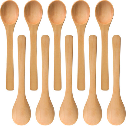 30 Pieces Mini Wooden Spoon Small Soup Spoons Serving Spoons Condiments Spoons Wooden Honey Teaspoon for Seasoning Oil Coffee Tea Sugar (Light Brown)