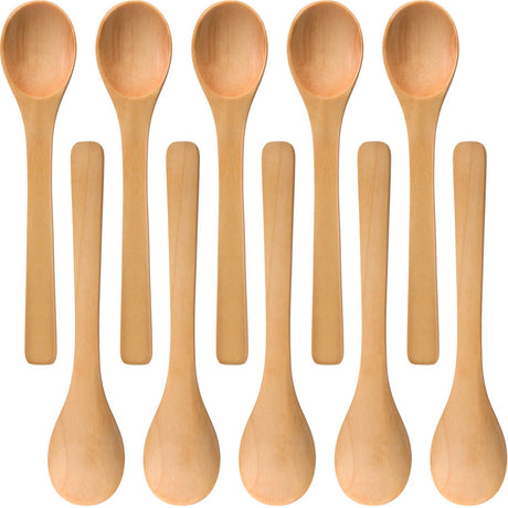 30 Pieces Mini Wooden Spoon Small Soup Spoons Serving Spoons Condiments Spoons Wooden Honey Teaspoon for Seasoning Oil Coffee Tea Sugar (Light Brown) Boao