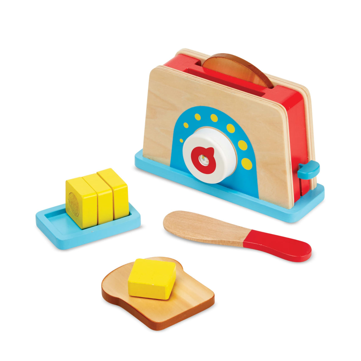 Melissa & Doug Bread and Butter Toaster Set (9 pcs) - Wooden Play Food and Kitchen Accessories Melissa & Doug