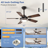 Depuley 42-Inch Ceiling Fan with Light: Walnut Ceiling Fans with 5 Blades Dual Finish Reversible - Farmhouse Ceiling Fan with Remote Control for Living Room Outdoor Patios Depuley