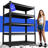 72''H Garage Shelving 2500lbs Heavy Duty Shelving 5T Adjustable Metal Shelves 35.4''W Garage Storage Shelves Easy to Assemable Shelving Units Utility Industaial Standing Shelf for Basemet Warehouses EWZXDB